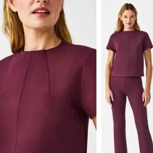 Spanx The Perfect Funnel Top – Burgundy, Size M, Sleek & Chic